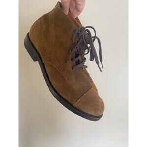 Frye mens tan brown leather suede cap toe lace up boots size 10 D